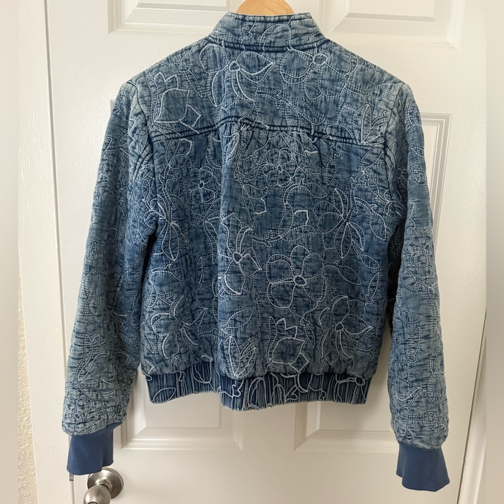 Elan quilted bomber jacket denim blue cotton size M - Picture 13 of 14